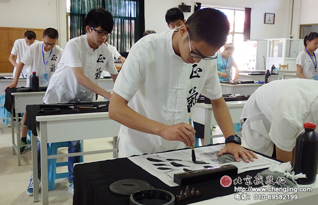 正气凌然中国风 2014年暑期德艺书法篆刻培训班书法一班的学员习练永字八法